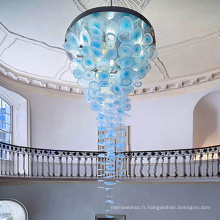 Lustre en cristal de cercle d&#39;escalier personnalisé créatif classique
